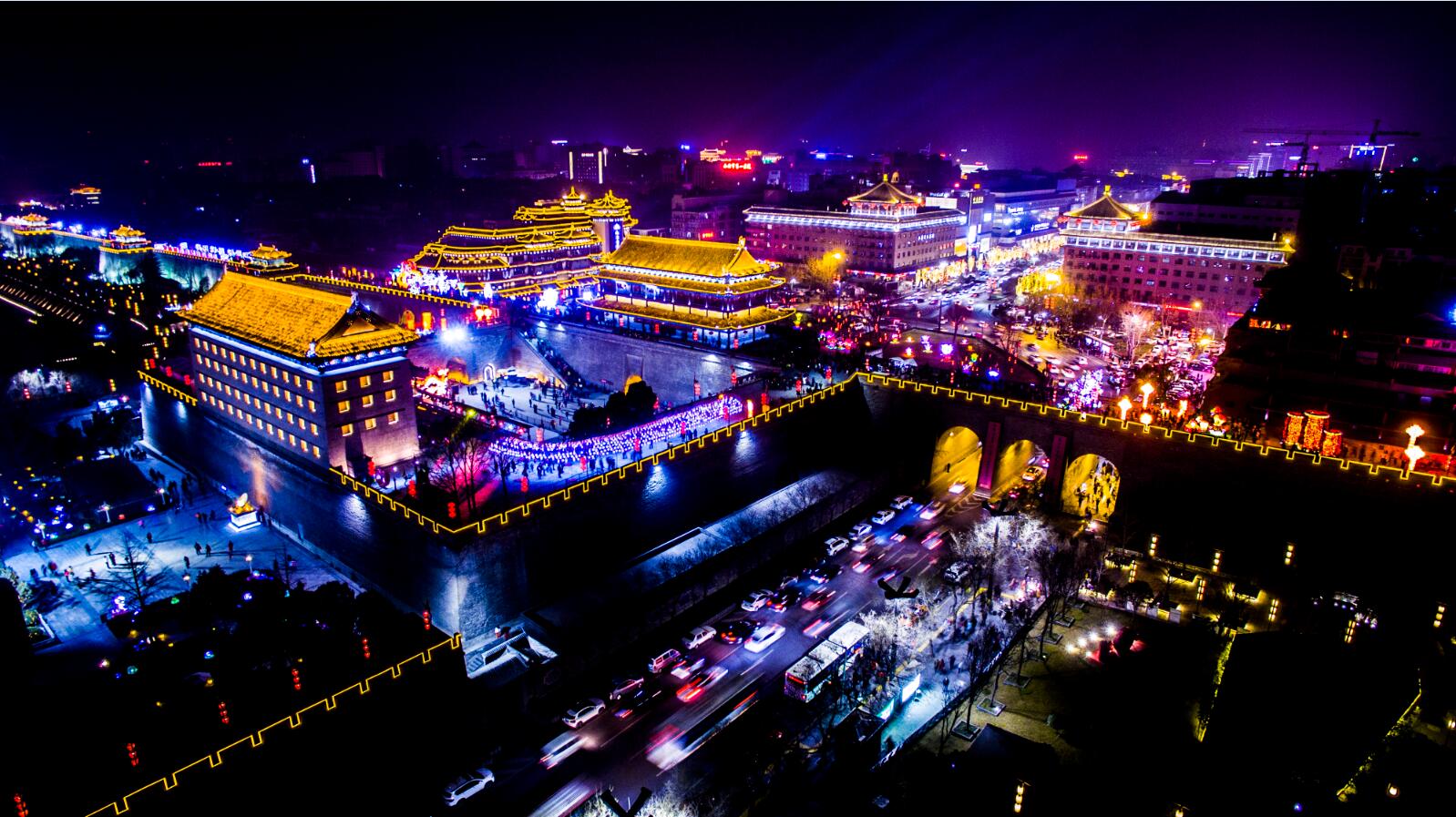 大年初一西安永宁门夜景(春晚西安分会场)