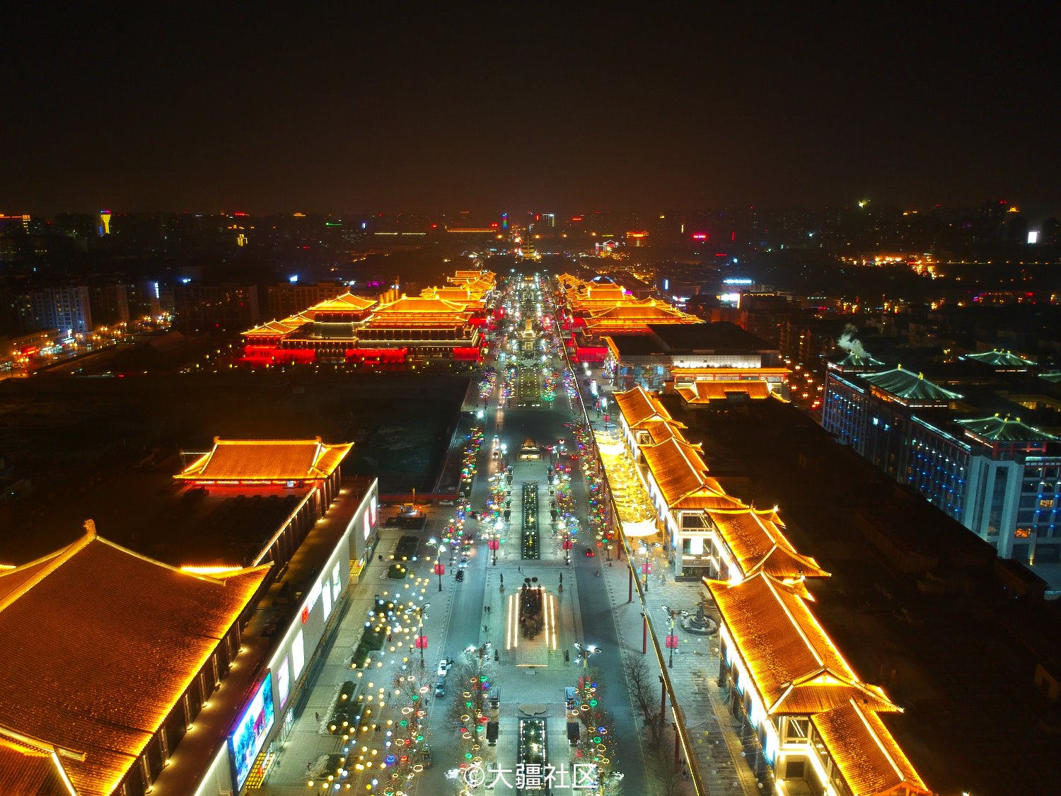 spark拍西安大唐不夜城夜景