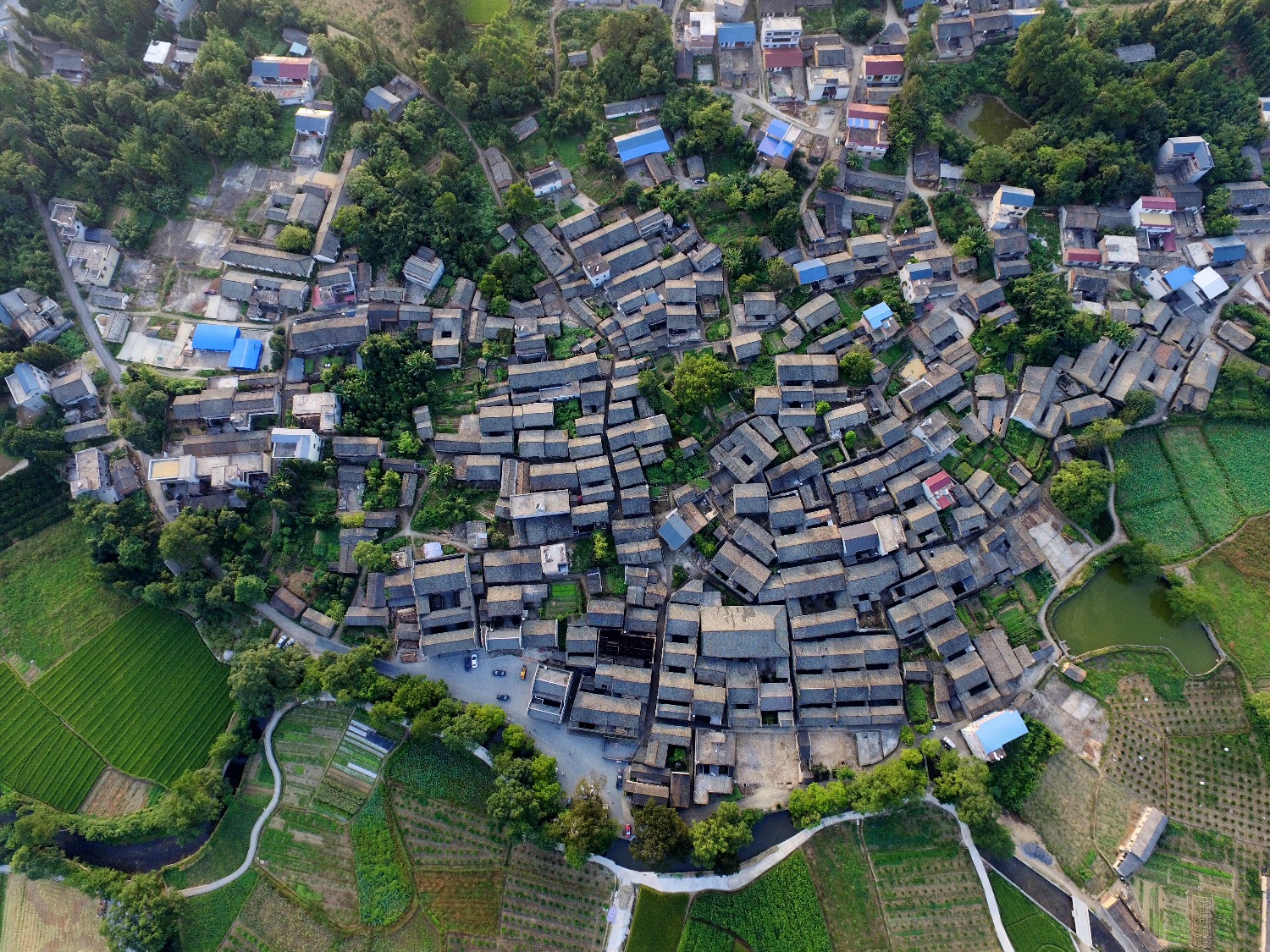 航拍桂林灵川江头古村