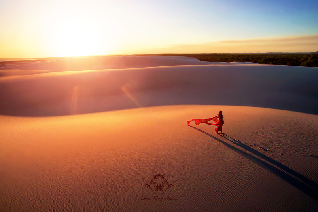 航拍人像,人与大自然的完美结合.